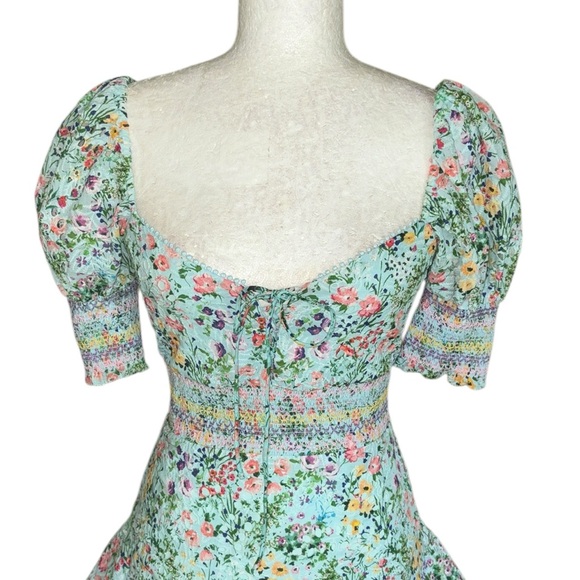 Alice + Olivia Crawford Floral Print Puff Sleeve Sweetheart Neck Mini Dress - 0 - Picture 8 of 16